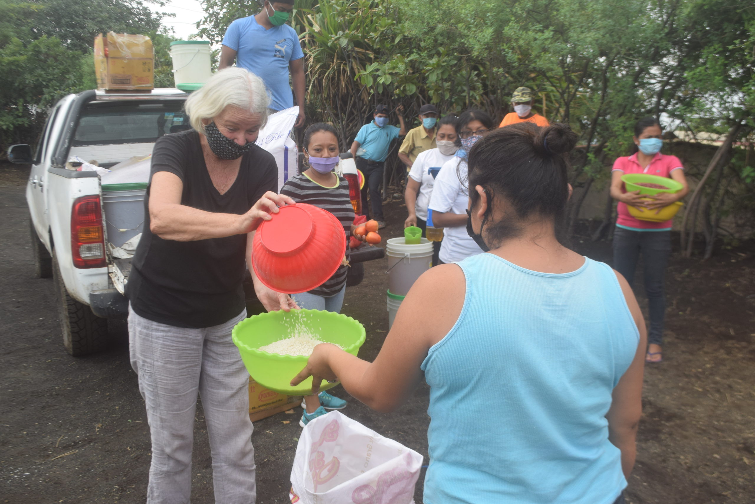 Paulette Helping Distribute Food.